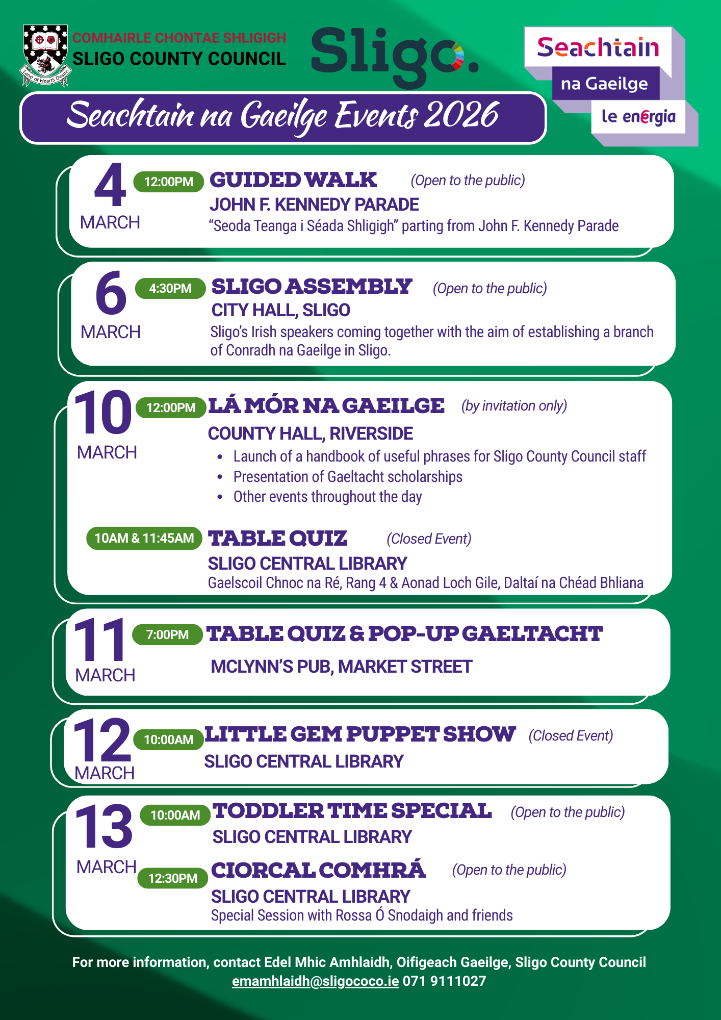Seachtain na Gaeilge Events 2026  